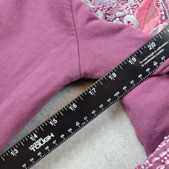Soft Surroundings Playa Embroidered Open Jacket Dark Berry Size Medium Cotton - Picture 15 of 16